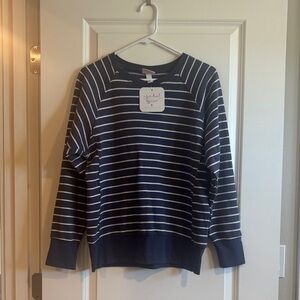 NWT Maternity Navy and White Striped Crewneck Sweater